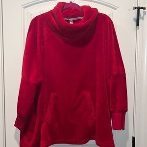 Soft cozy oversized plush red cowl neck loungewear sweatshirt fleece XL/1X